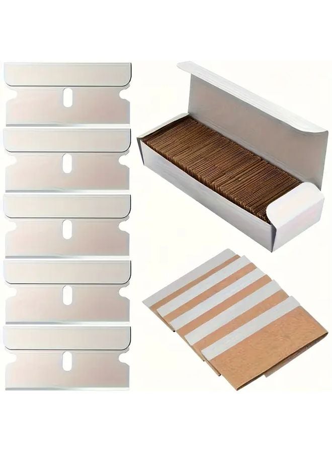 100 Pcs Heavy Duty Stainless Steel Scraper Blades Multi Surface Cleaning Tool - Image 1